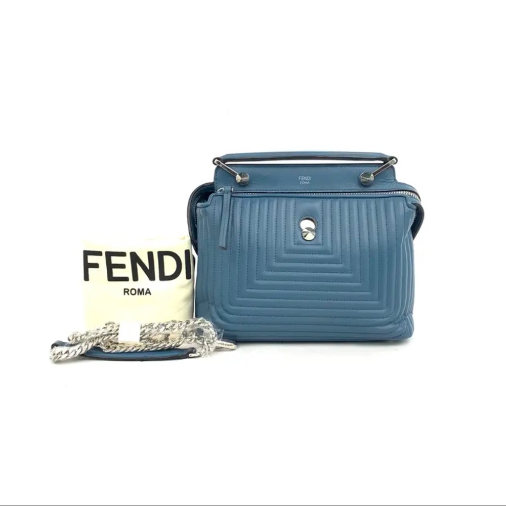Fendi Dotcom blue lambskin